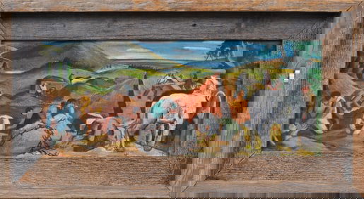 Eugene Arcieri (1914 - 2005) Vintage American WPA Regionalist Landscape Mural Study Oil Painting