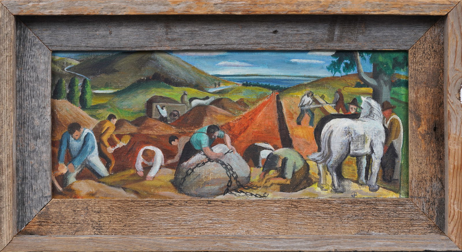 Eugene Arcieri (1914 - 2005) Vintage American WPA Regionalist Landscape Mural Study Oil Painting (1 of 7)