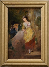 Gustave Francois Lasellaz Paris School Court Scene Genre Portrait Framed Original Oil Painting