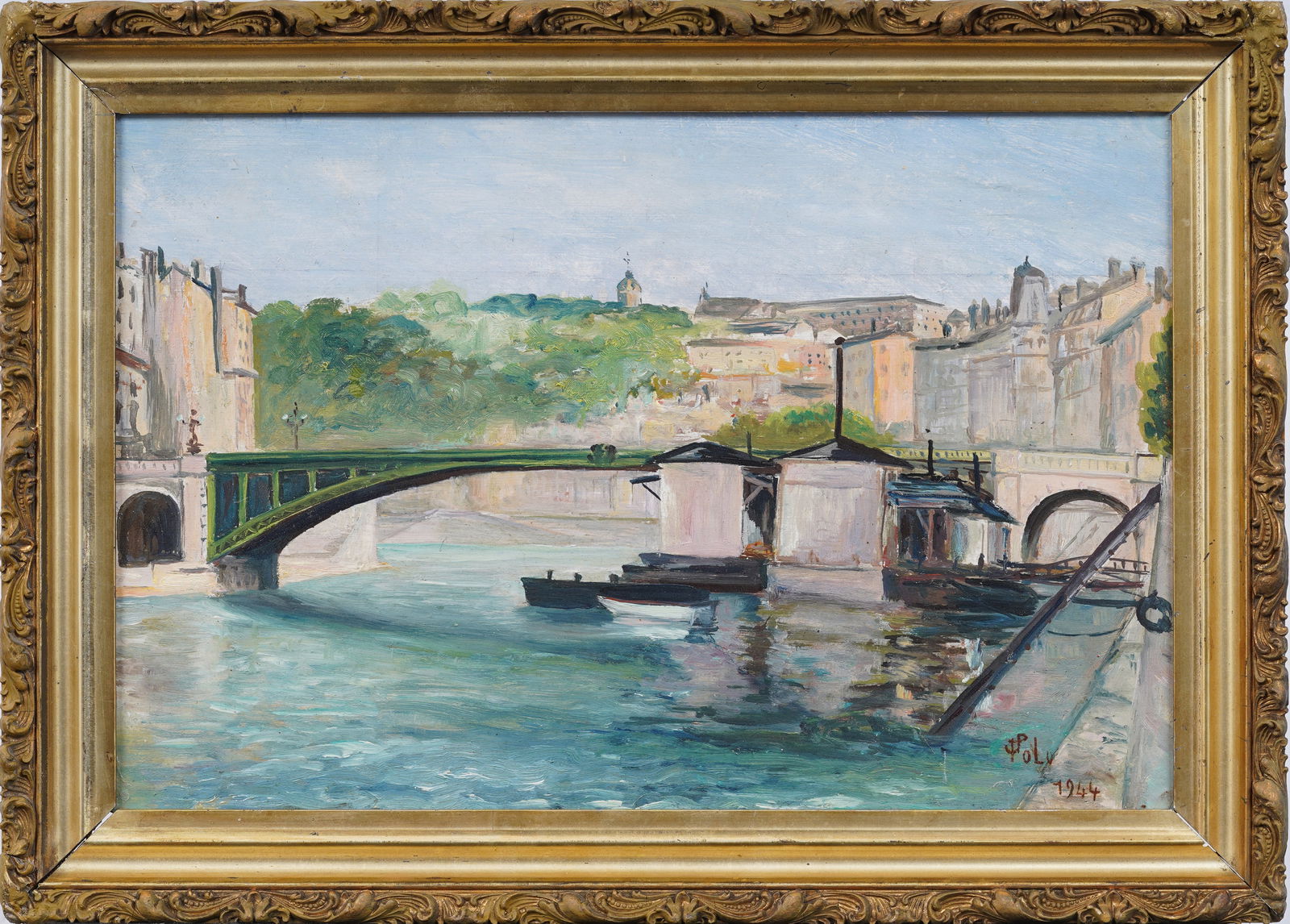 Antique French Post Impressionist Signed 1944 Original Pont de la Feuillée, Lyon Oil Painting (1 of 8)