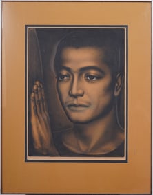 Important Super Realist Handsome Male Portrait American Original Mixed Media