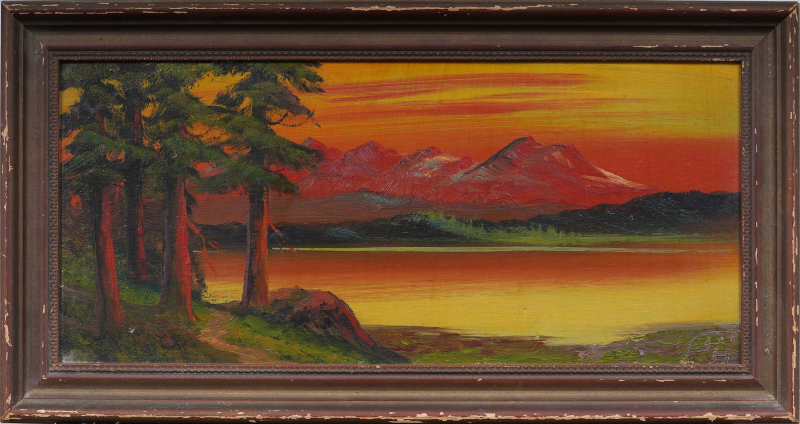 Harry Leonard Lopp (1888 - 1974) Vintage American Western Sunset Landscape Original Oil Painting (1 of 5)