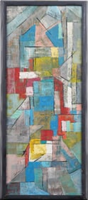 Vintage American Modernist Framed Abstract Original Oil Painting