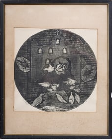 Vintage American Modernist Interior Scene Framed Print