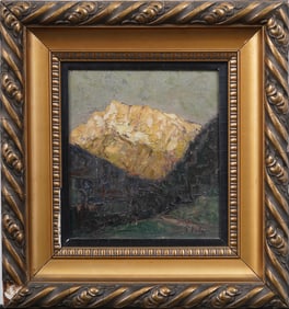 Signed Antique European Impressionist Mountain Landscape Framed Original Oil Painting