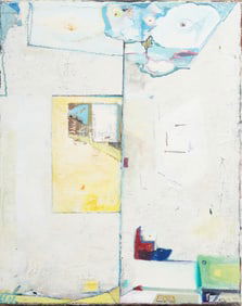 Vintage American School Signed Mid Century Modern Abstract Original Oil Painting