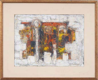 Signed Vintage Latin American School Framed Abstract Expressionist Original Oil Painting