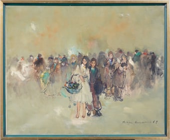 Signed Vintage French Impressionist Detailed Street Scene Framed Original Oil Painting