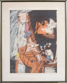 Vintage American Abstract Expressionist Mid Century Modern Framed Original Painting