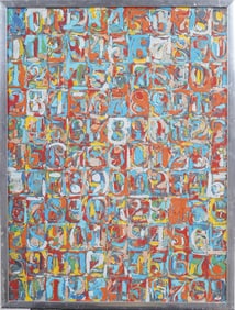 Vintage American Abstract Original Oil Painting after Japser Johns