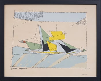 Vintage Feininger, Lyonel (1871-1956) Abstract Cubist Seascape Print