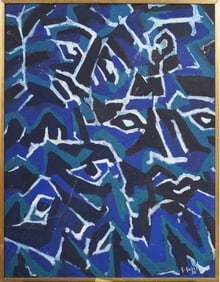 Vintage Signed 1950 European Modernist Abstract Expressionist Framed Original Oil Painting