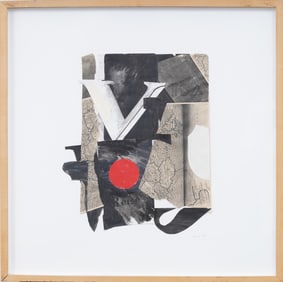 Vintage American School Modernist Mixed Media Framed Abstract Signed Assemblage