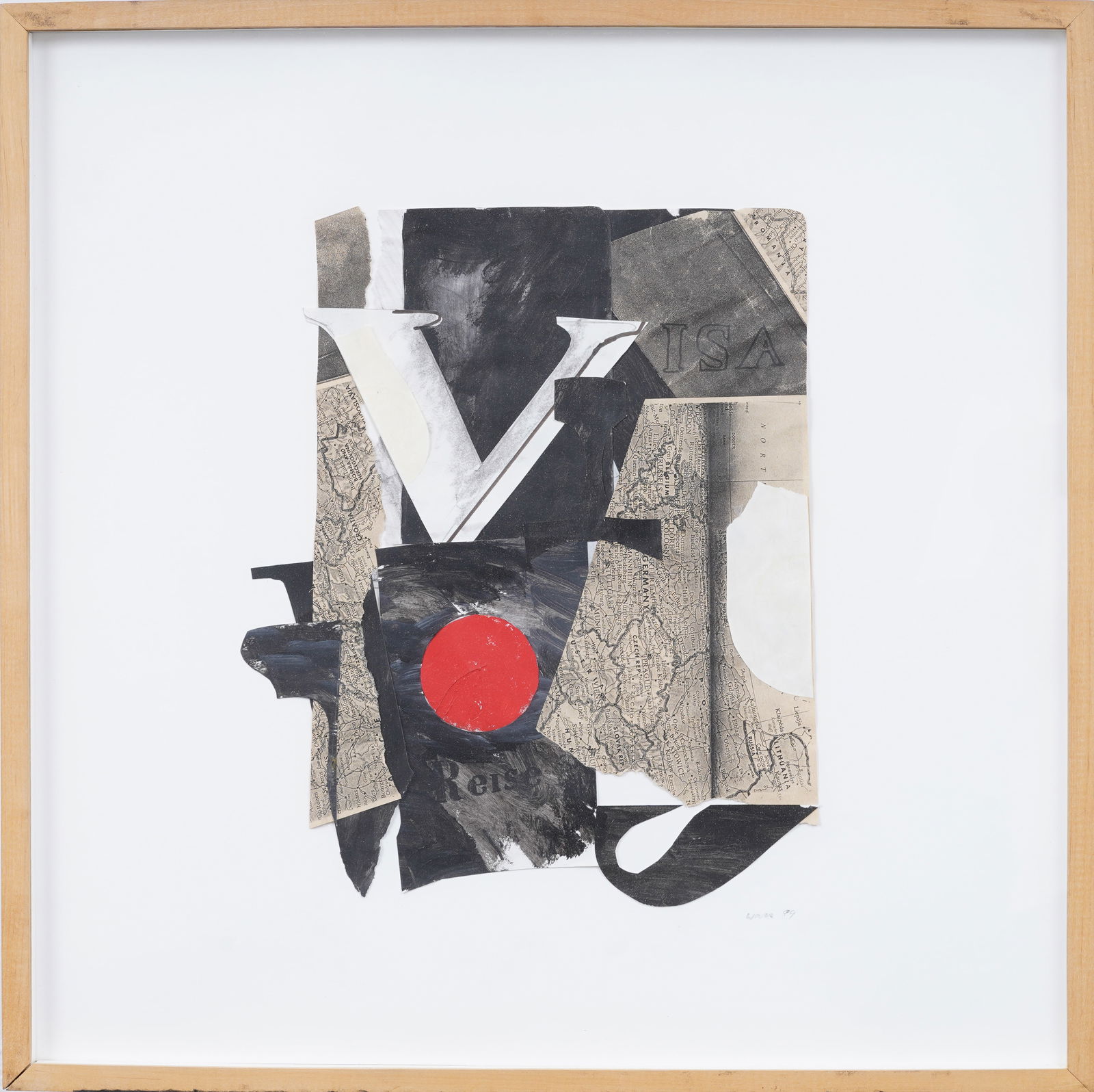 Vintage American School Modernist Mixed Media Framed Abstract Signed Assemblage (1 of 6)