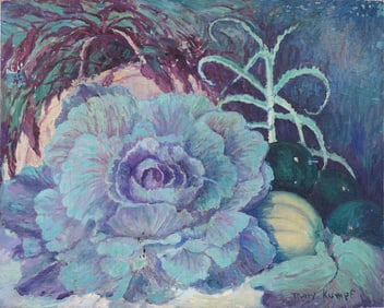 Signed Antique American Impressionist Flower Still Life Abstract Surreal Noctural Oil Painting