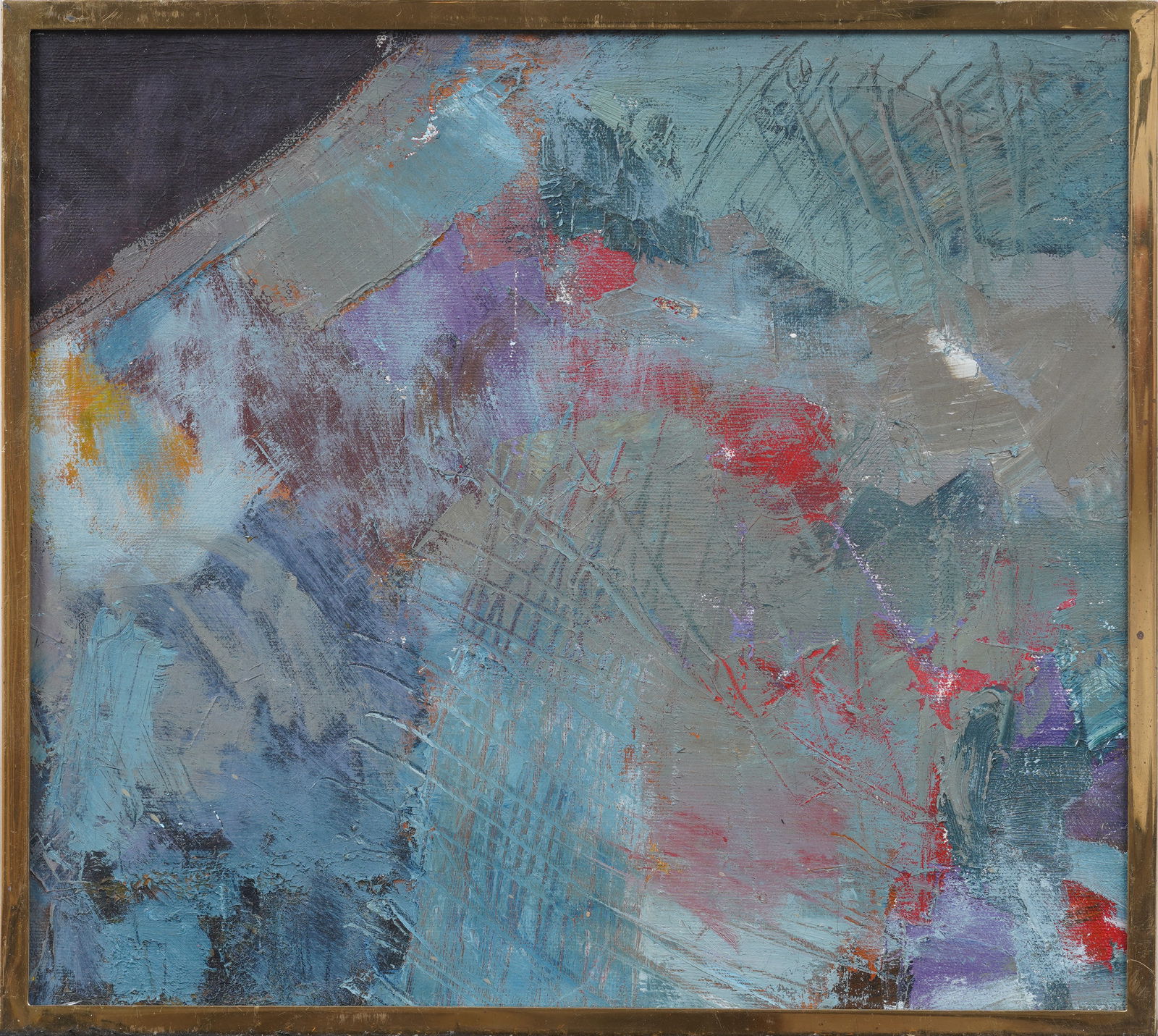 Vintage American School Modernist Framed Abstract New York School MCM Original Oil Painting (1 of 6)