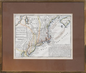 Vintage or Antique Map of New York Framed
