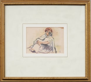 Antique American or European Signed Woman Portrait Framed Original  Painting