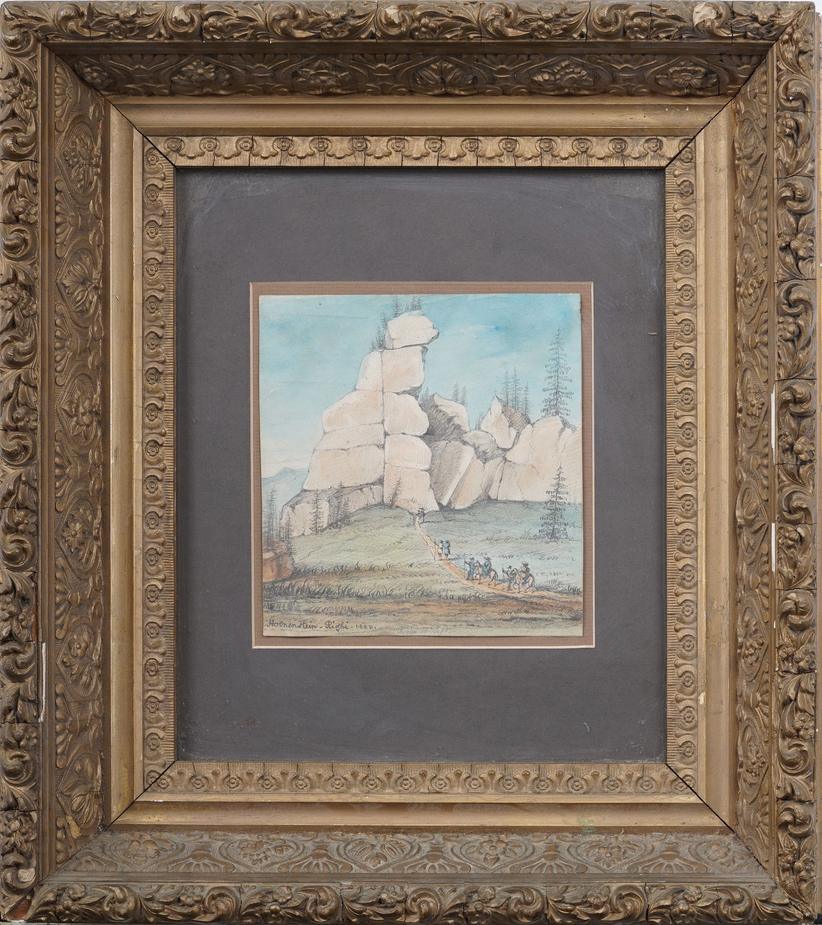 Antique German Mountain Landscape Framed Signed Painting (1 of 8)