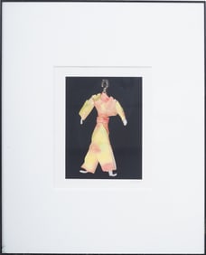 Vintage Signed  American School Kimono Figure Signed Print