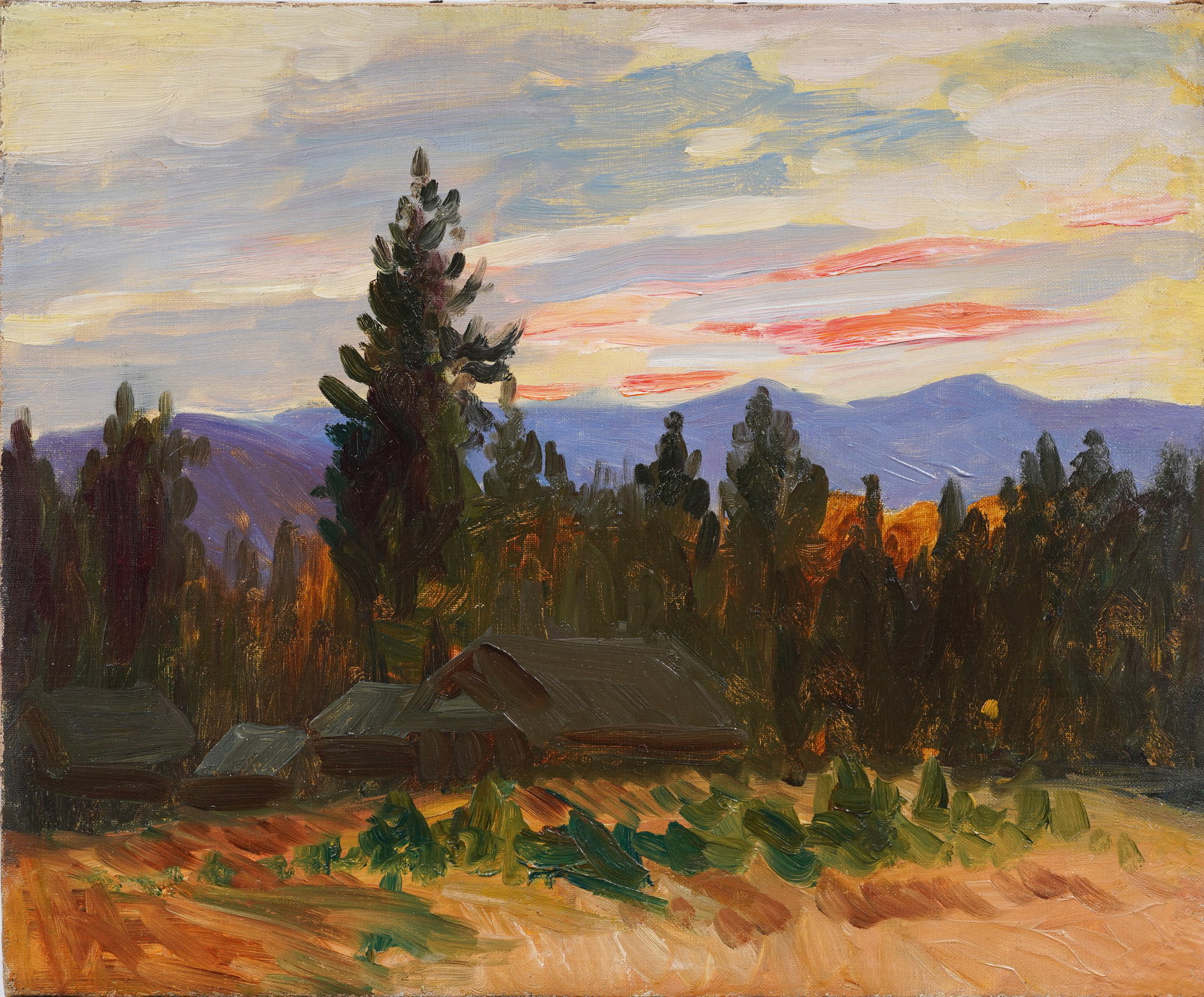 Edith Mann 1882-1957 Antique American Female Impressionist Mountain Landscape Sunset Painting (1 of 5)