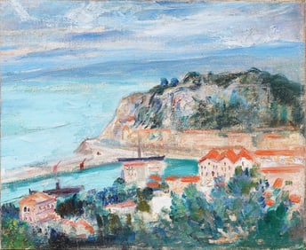 Mont Saint-Michel Vintage French Impressionist Landscape Oil Painting