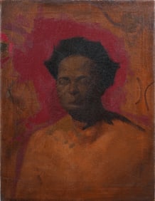 Vintage American School Black Sitter Orientalist Portrait Rare Impressionist Original Oil Painting