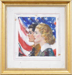 Walter Biggs (1886 - 1968) Important 1938 American Legion Magazine Cover Illustration Oil Painting