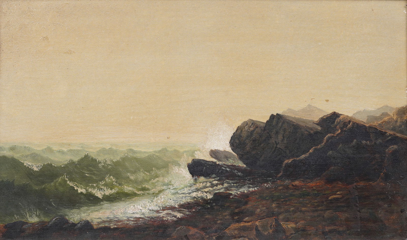 Mount Desert Maine Coastal Hudson River School Seascape Antique American Original Oil Painting (1 of 6)