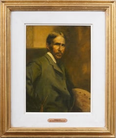 Vintage American School Portrait of Maurice Brazil Prendergast (1858 - 1924) Original Oil Painting