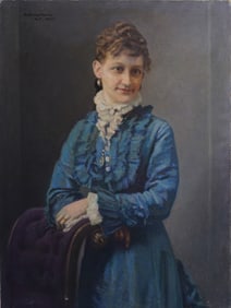 Arturo Noci (1874 - 1953) Vintage American Realist Woman Portrait Signed 1940 Original Oil Painting