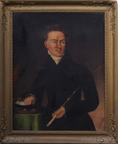 ATTR James W. Macoughtry, Jr. (1808-1841) Antique American School Male Portrait Framed Oil Painting