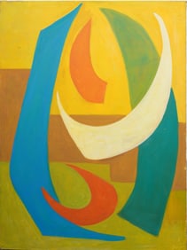 Large Vintage American School Modernist Abstract Original Oil Painting