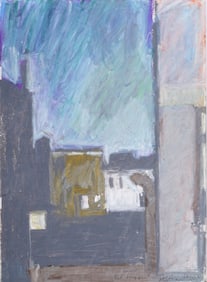 Signed Vintage American Modernist New York Crosby Street Soho Scene Original Oil Painting