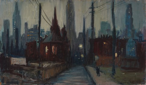 Paul Longenecker (1920 - 2008) Vintage American Impressionist Boston Cityscape Original Oil Painting