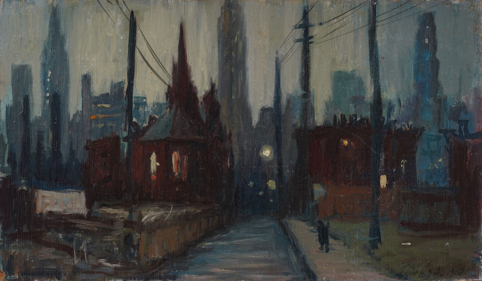Paul Longenecker (1920 - 2008) Vintage American Impressionist Boston Cityscape Original Oil Painting (1 of 6)