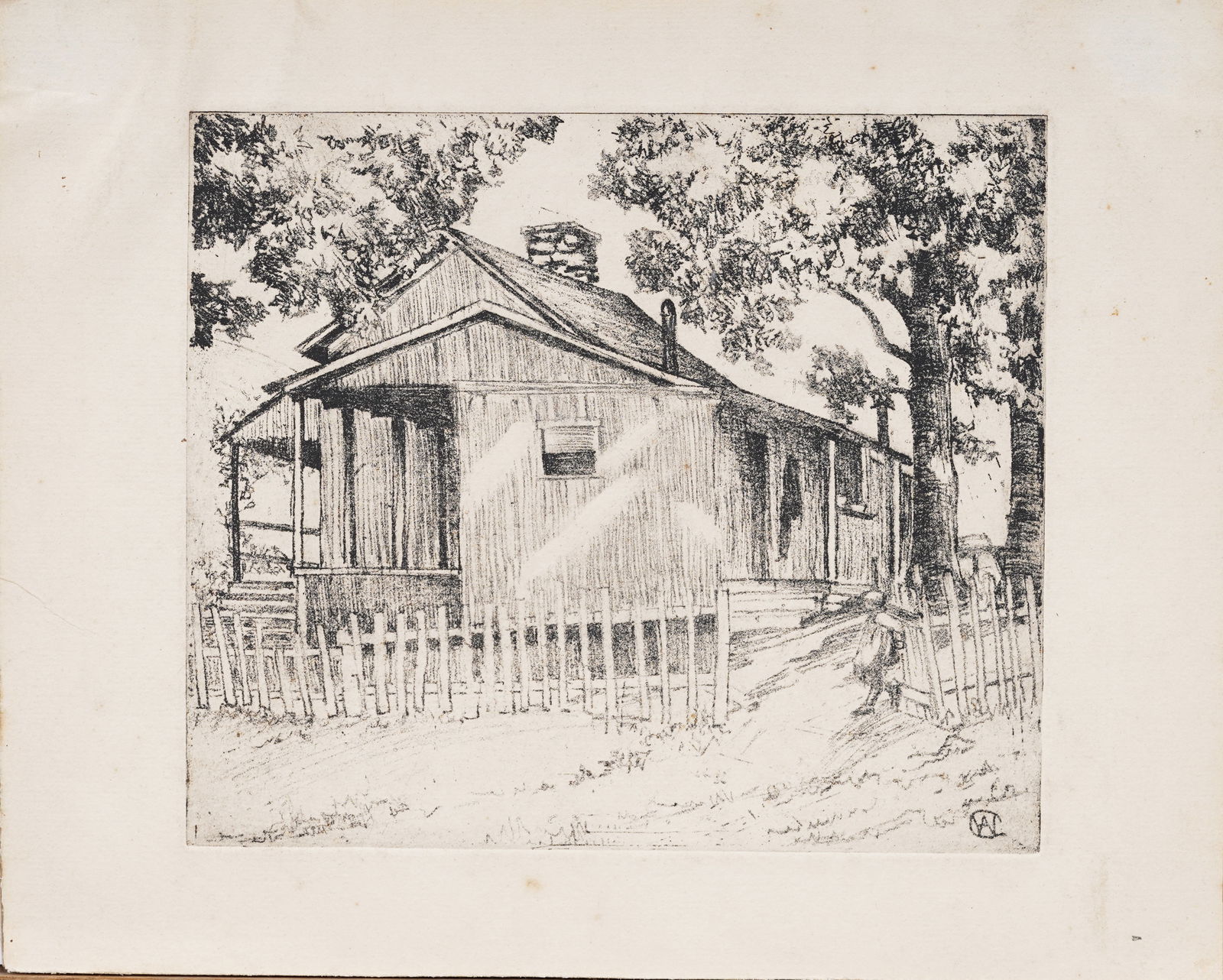 Vintage American Modernist Landscape Signed Etching Print (1 of 5)