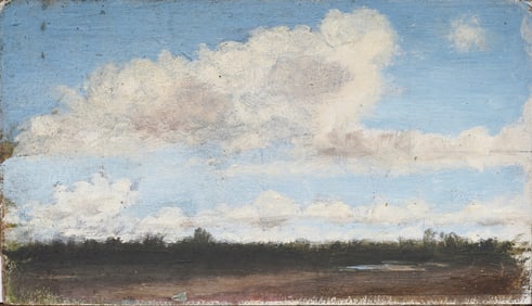 Signed "B. Hartley"  Antique American Modernist Landscape Original Oil Painting