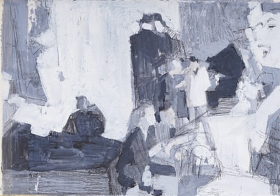 Vintage American Modernist Abstract Figural Original Painting