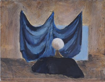 Vintage American School Surreal Interior MCM Modernist Original Oil Painting