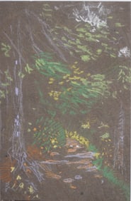 Vintage American or European Impressionist Landscape Sketch Original Pastel Painting