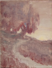 Antique Fall Landscape American School Original Painting