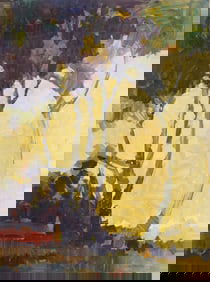 J. Alvin Storck Vintage American Impressionist Fall Sunset Landscape Signed Original Oil Painting