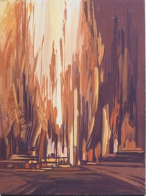 "J. Alvin Storck" Vintage American Modernist Abstract Landscape Original Oil Painting