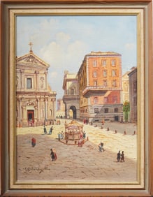 A Belardinelli Vintage Italian Venice Street Scene Framed Impressionist Original Oil Painting