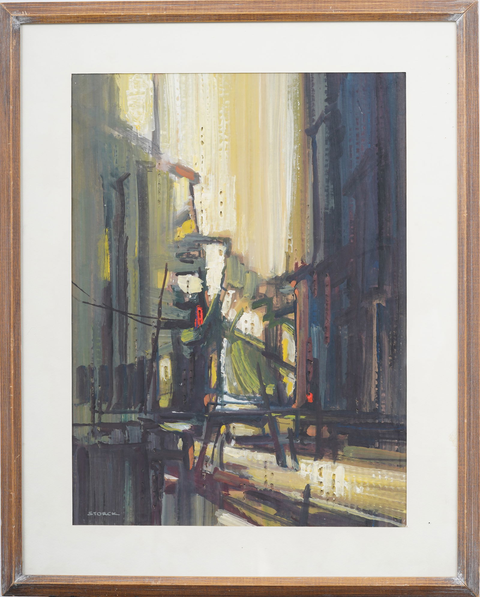 "J. Alvin Storck" Vintage American School Modernist Abstract Architectural Original Oil Painting (1 of 6)