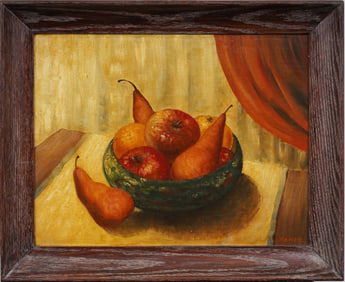 Vintage American School Fruit Still Life Framed Signed "Kaner" Original Oil Painting