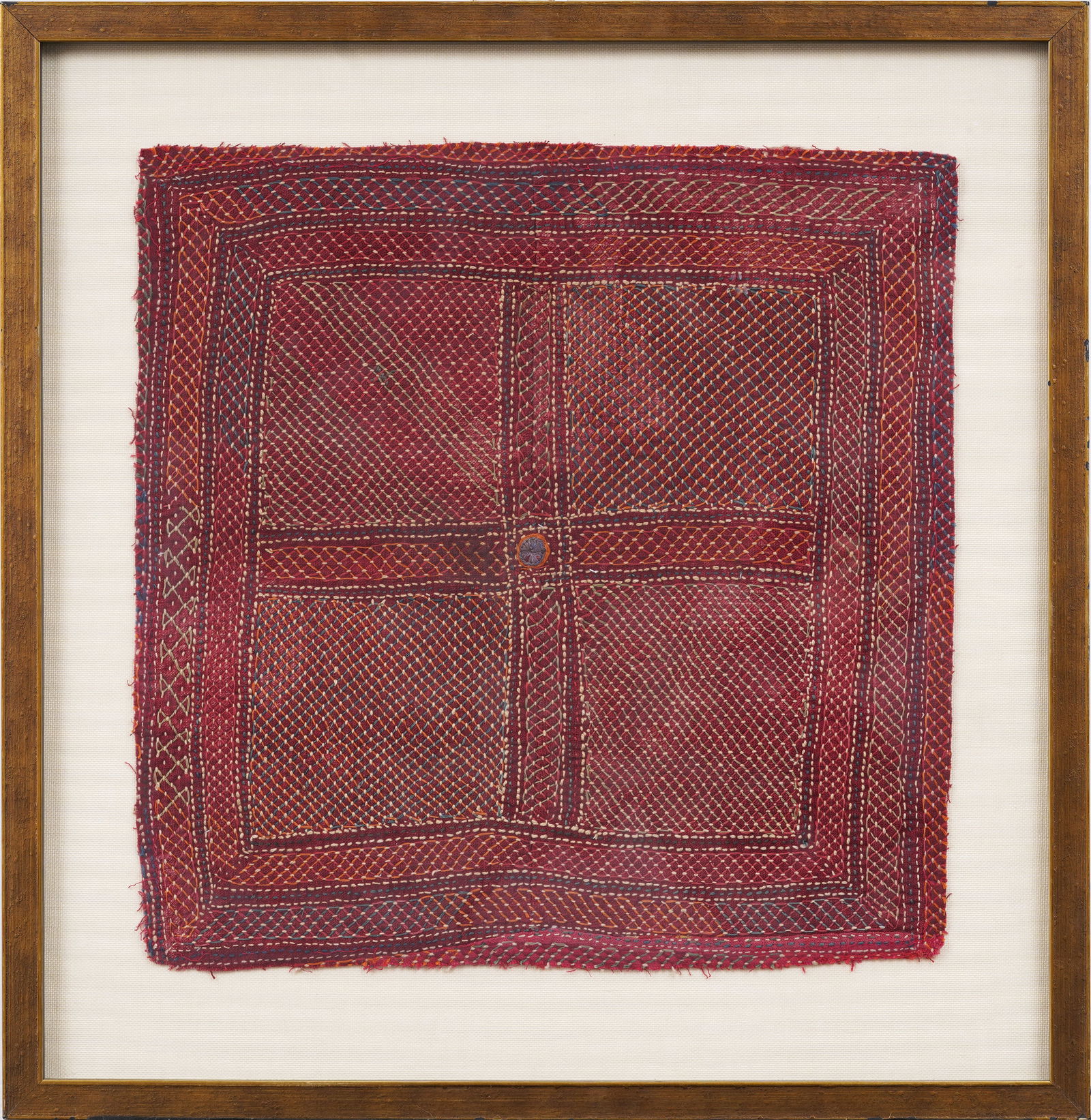 Antique Framed Indian Banjara Lambadi Rumal Textile Embroidery (1 of 4)