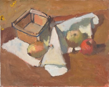 Vintage American Modernist Kitchen Table Still Life Original Oil Painting