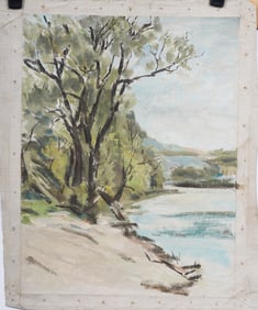 Vintage American Impressionist Landscape Original Oil Painting